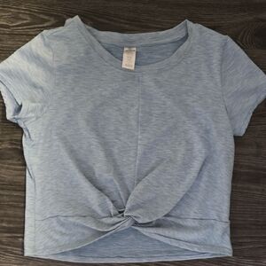 Girl's 90 Degree By Reflex Light Blue Twist Front Tee